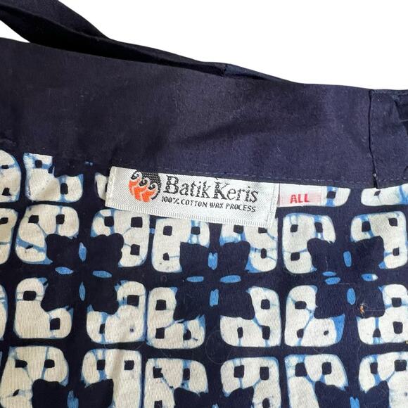 Batik Keris Navy Blue Wrap Skirt One Size Wax Print Cotton - Picture 9 of 12